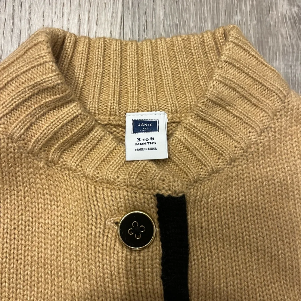 Girl's Janie and Jack Tan Sweater Cape- Size 3-6 Months- Pre-owned